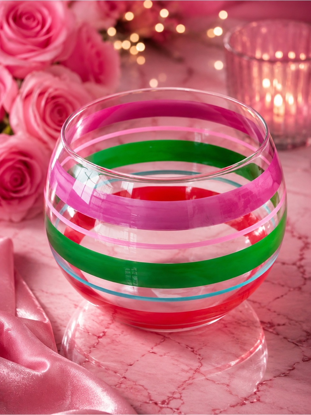 Roly Poly Glass - Stripes Glass - 13oz